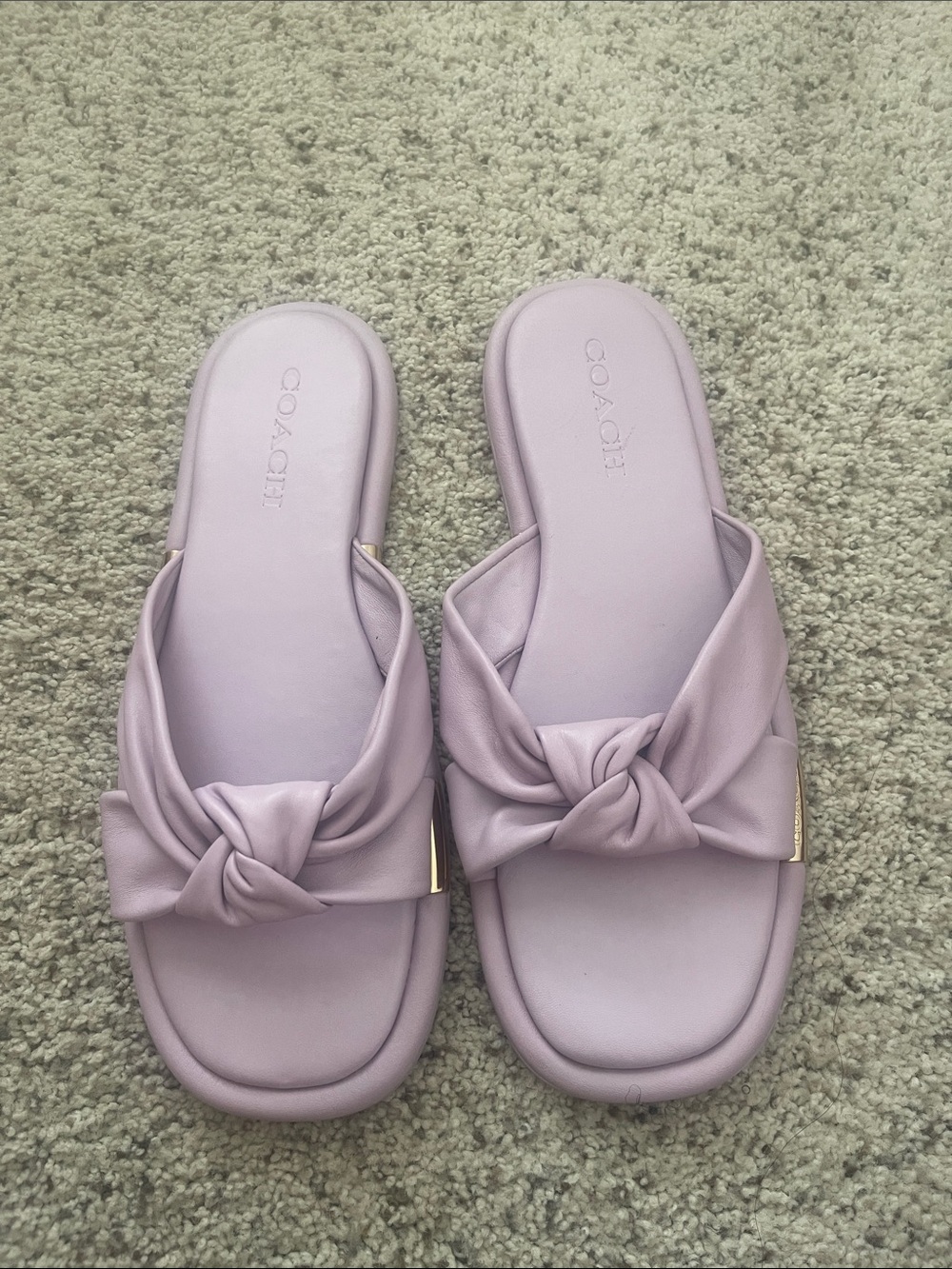 Coach Lavender Knot Leather Slide Sandals - Picture 6 of 16